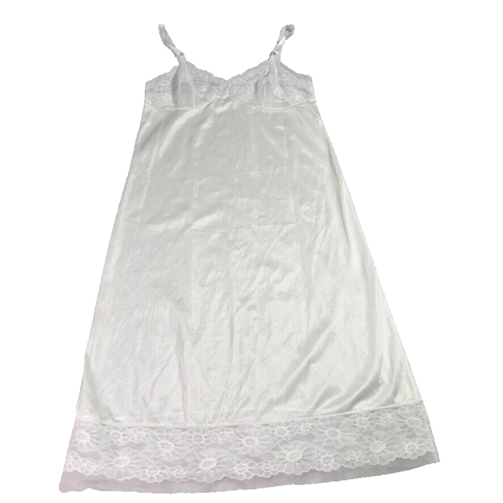 Sears Slip Dress Nightgown Womens Size 34 White Lace Vintage Made In USA
